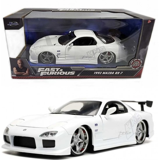 Jada Toys Hızlı ve Öfkeli 1993 Mazda RX-7 HKS Beyaz 1/24 Ölçekli Döküm Modeli