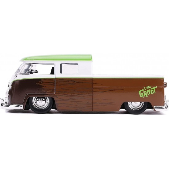 Jada Şekil Galaxy Groot ve 1963 model Volkswagen otobüs alımı 01:24 döküm Araç Oyuncak Marvel