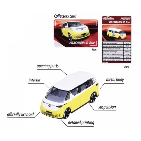 Volkswagen ID. Buzz Sarı Majorette Premium 1:64 Ölçekli Oyuncak Araba